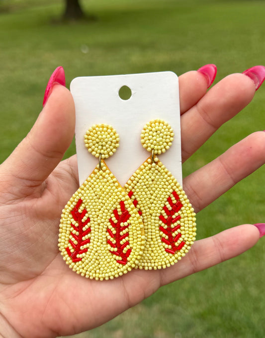 Beaded Softbal Earringsl