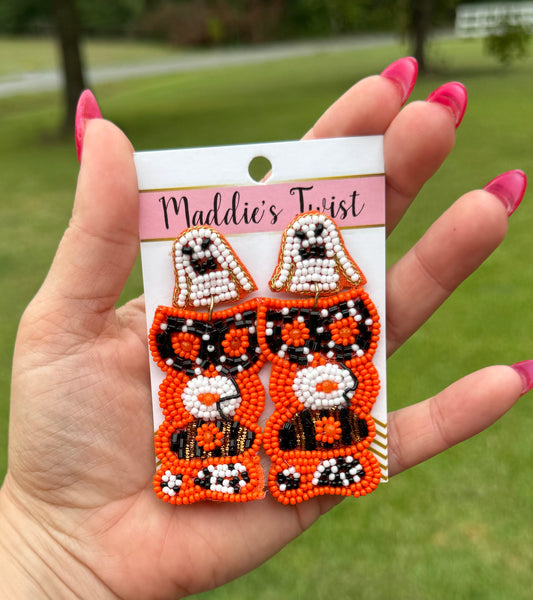 Beaded Boo Earrings