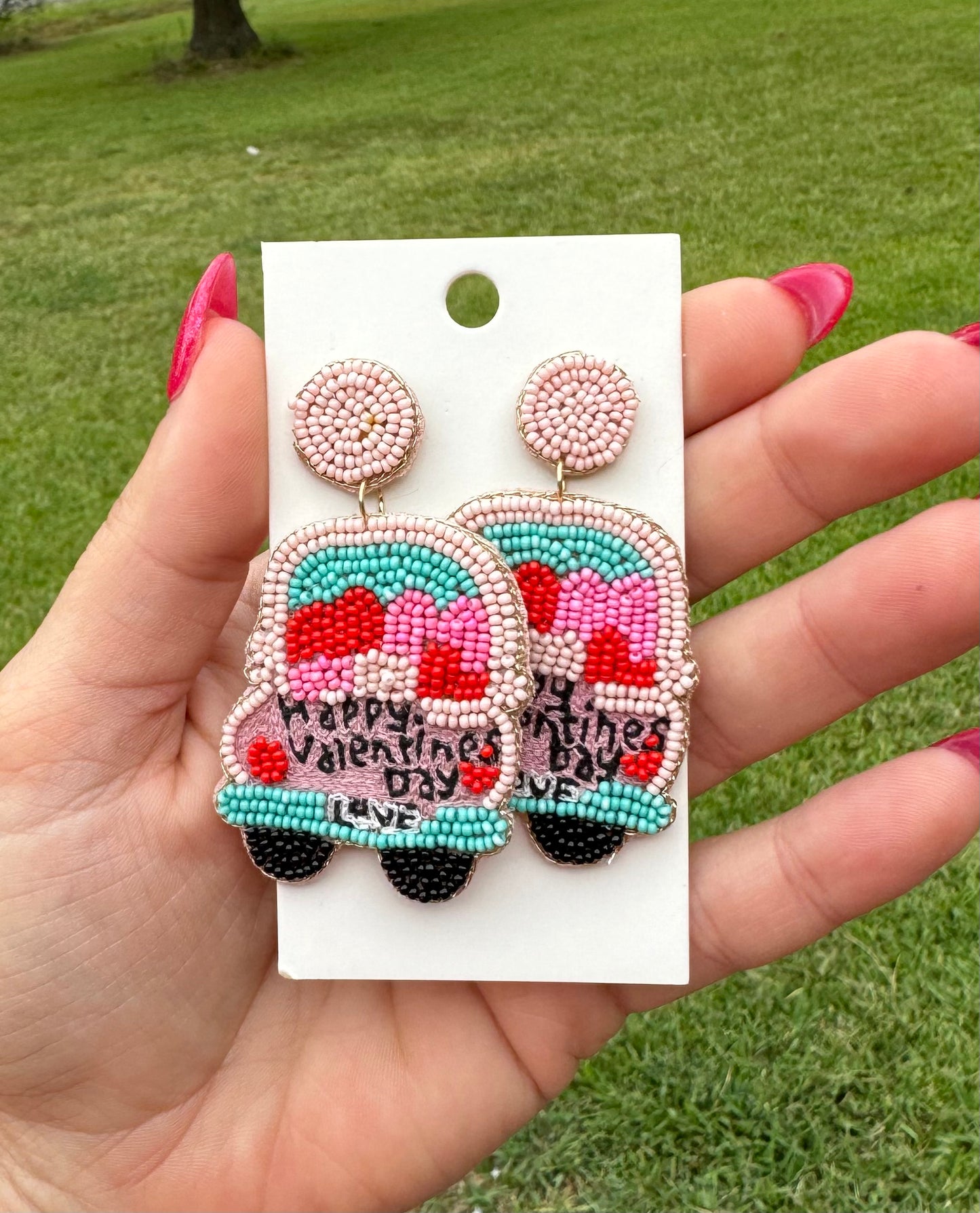 Beaded Happy Valentines Earrings