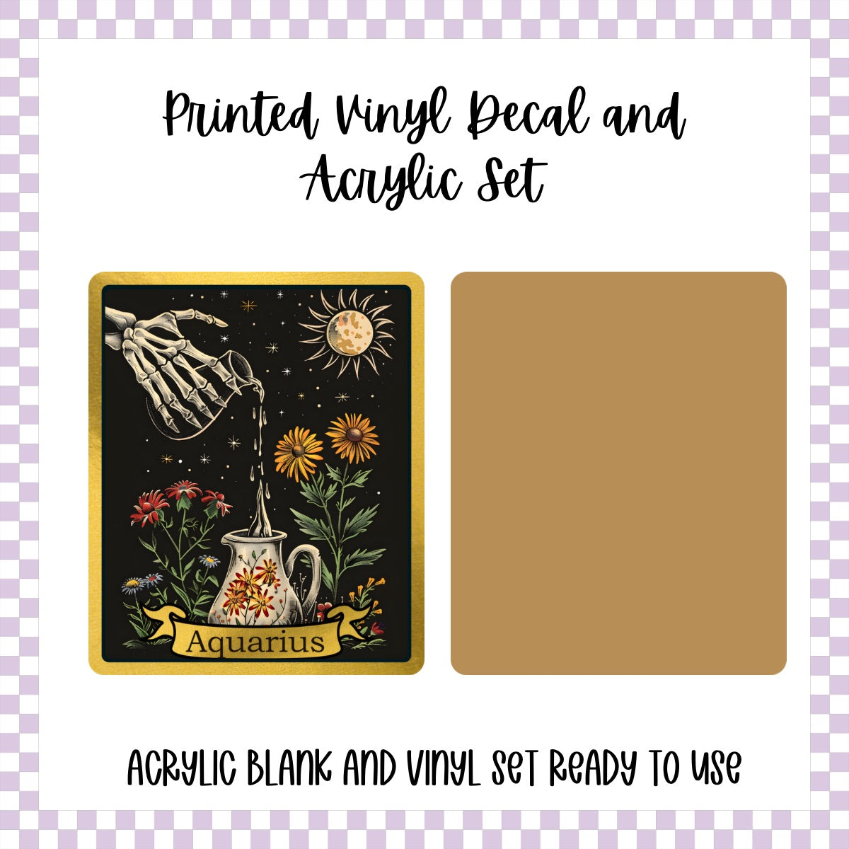 Printed Vinyl and Acrylic Set - Skeleton Tarot Aquarius