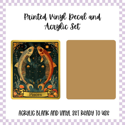 Printed Vinyl and Acrylic Set - Skeleton Tarot Pisces