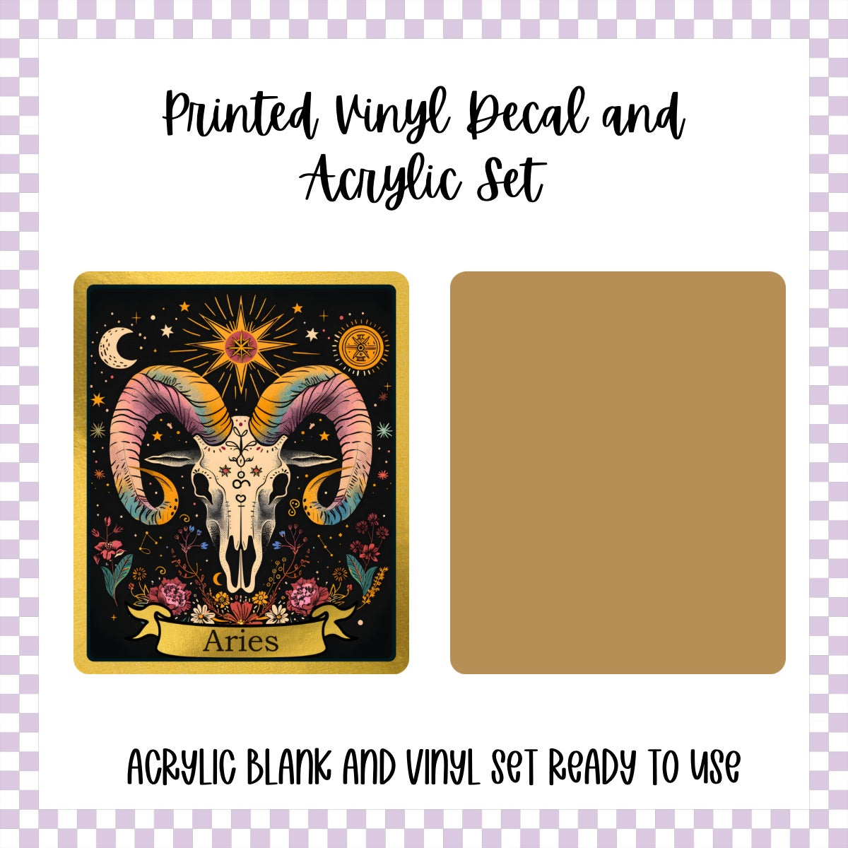 Printed Vinyl and Acrylic Set - Skeleton Tarot Aries