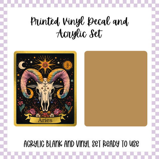Printed Vinyl and Acrylic Set - Skeleton Tarot Aries