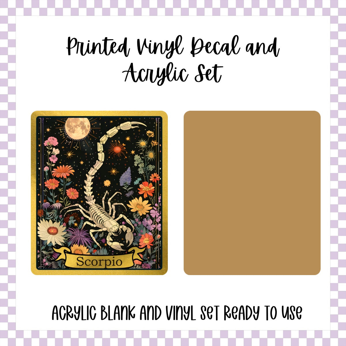 Printed Vinyl and Acrylic Set - Skeleton Tarot Scorpio