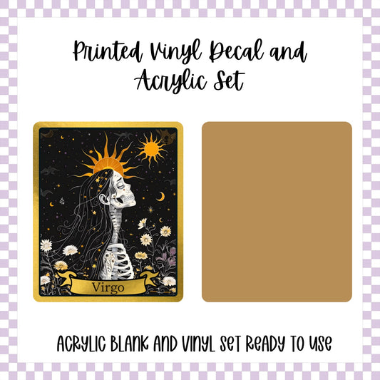 Printed Vinyl and Acrylic Set - Skeleton Tarot Virgo