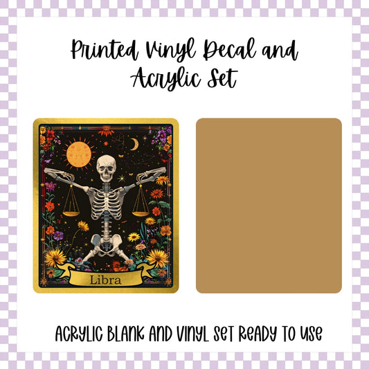 Printed Vinyl and Acrylic Set - Skeleton Tarot Libra