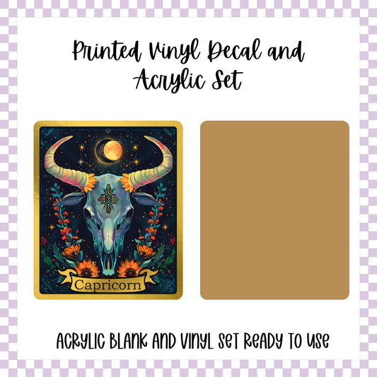 Printed Vinyl and Acrylic Set - Skeleton Tarot Capricorn