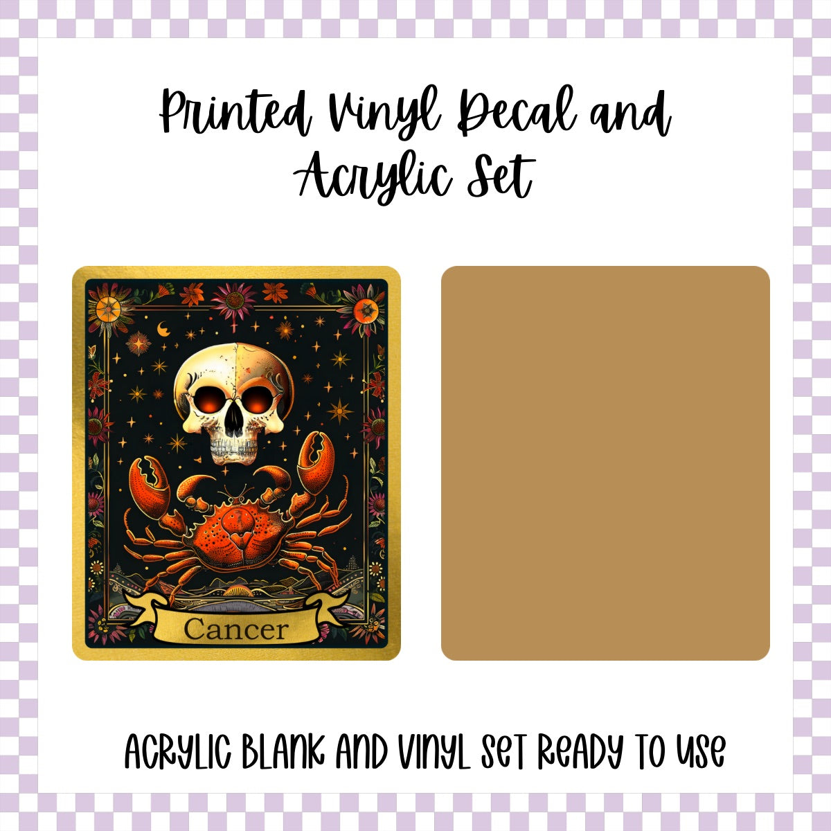 Printed Vinyl and Acrylic Set - Skeleton Tarot Cancer