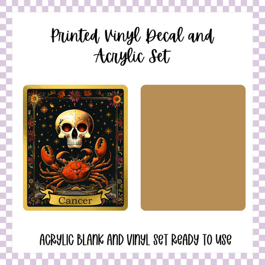 Printed Vinyl and Acrylic Set - Skeleton Tarot Cancer