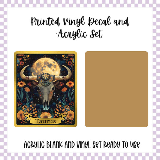Printed Vinyl and Acrylic Set - Skeleton Tarot Taurus