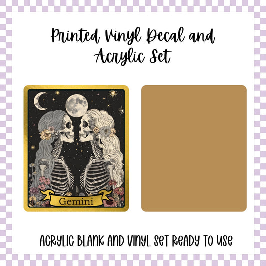 Printed Vinyl and Acrylic Set - Skeleton Tarot Gemini