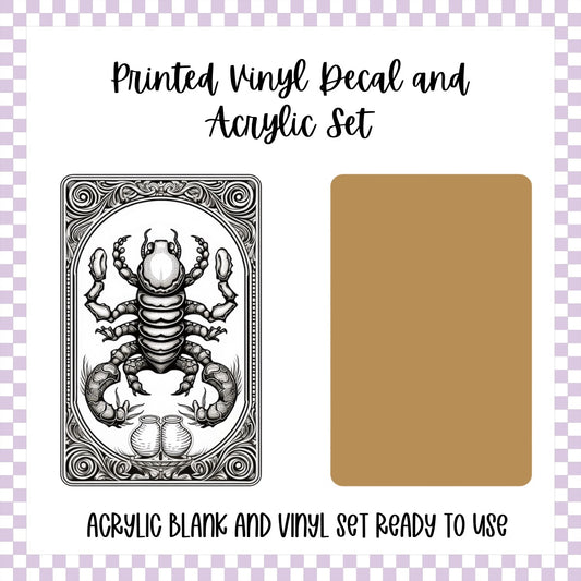 Printed Vinyl and Acrylic Set - Zodiac Card Scorpio