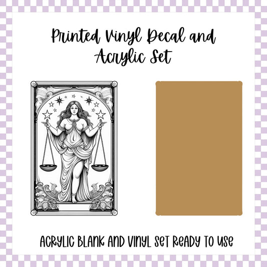 Printed Vinyl and Acrylic Set - Zodiac Card Libra