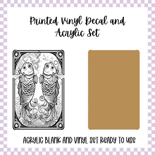 Printed Vinyl and Acrylic Set - Zodiac Card Pisces