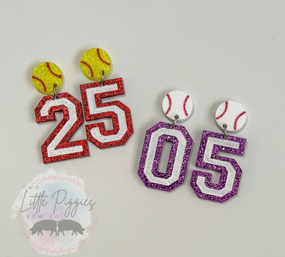 Jersey Number Earrings