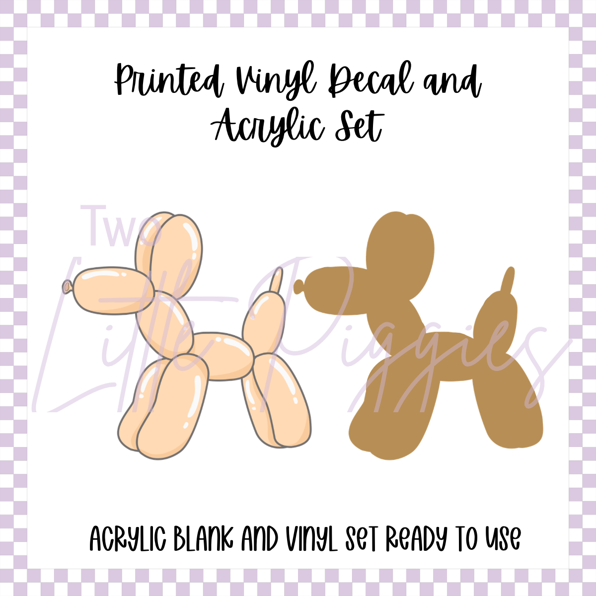 Printed Vinyl and Acrylic Set - Pastel Balloon Dog