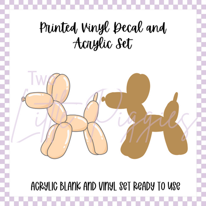 Printed Vinyl and Acrylic Set - Pastel Balloon Dog
