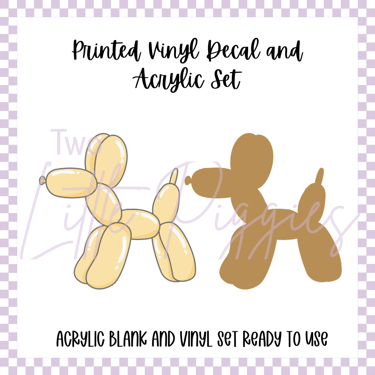 Printed Vinyl and Acrylic Set - Pastel Balloon Dog