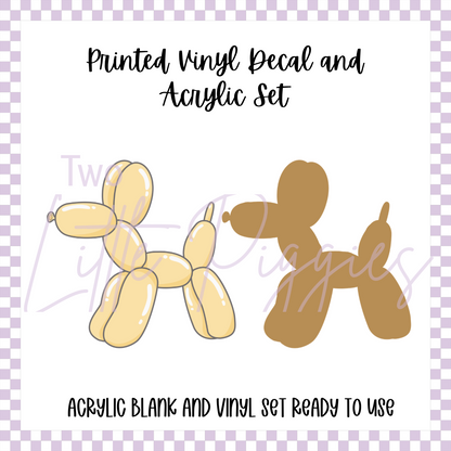 Printed Vinyl and Acrylic Set - Pastel Balloon Dog