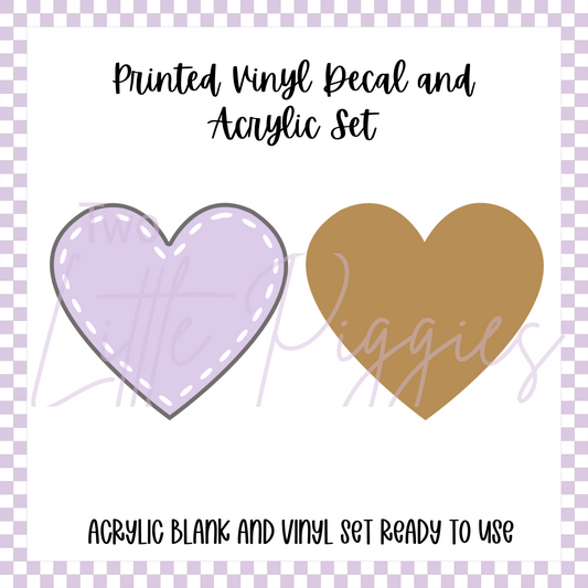 Printed Vinyl and Acrylic Set - Pastel Patch Heart