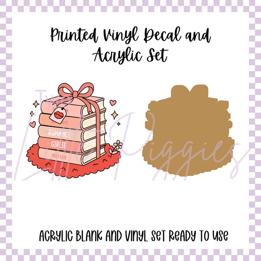 Printed Vinyl and Acrylic Set - Romance Girlie Book Stack