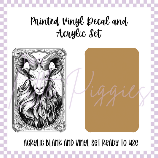 Printed Vinyl and Acrylic Set - Zodiac Card Capricorn