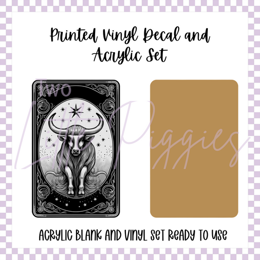 Printed Vinyl and Acrylic Set - Zodiac Card Taurus