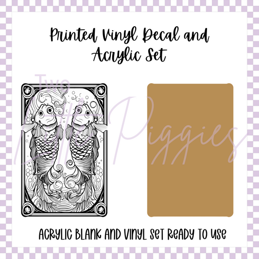 Printed Vinyl and Acrylic Set - Zodiac Card Pisces