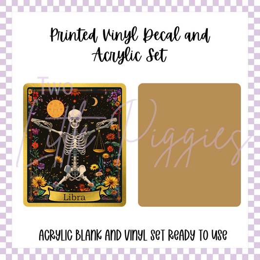 Printed Vinyl and Acrylic Set - Skeleton Tarot Libra