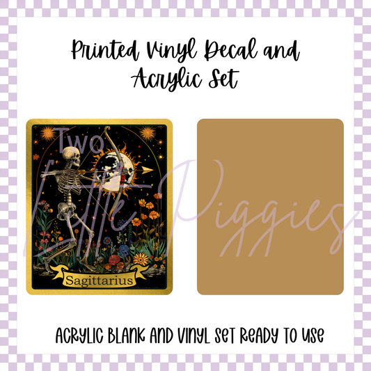 Printed Vinyl and Acrylic Set - Skeleton Tarot Sagittarius