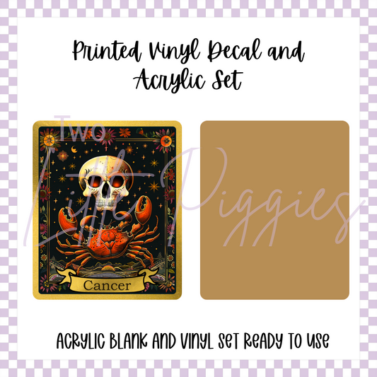 Printed Vinyl and Acrylic Set - Skeleton Tarot Cancer