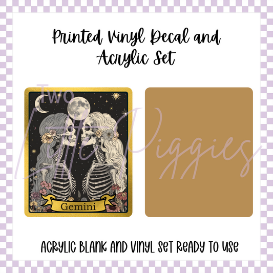 Printed Vinyl and Acrylic Set - Skeleton Tarot Gemini