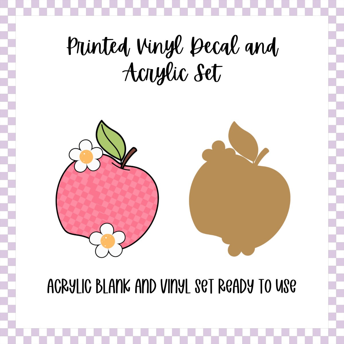 Printed Vinyl and Acrylic Set - Retro Flower Apple