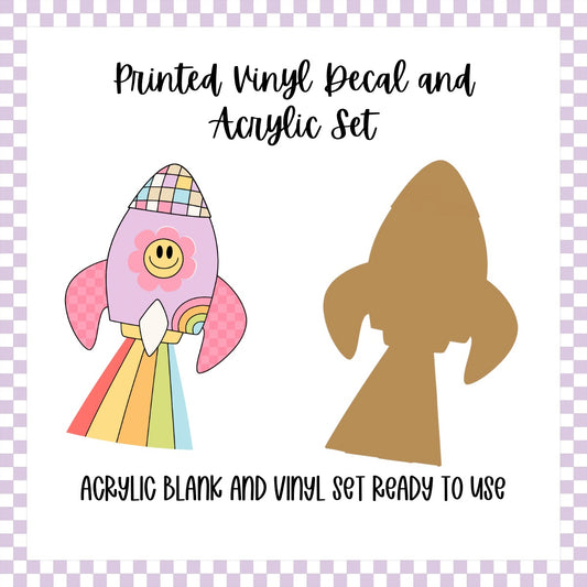 Printed Vinyl and Acrylic Set - Retro Rocketship