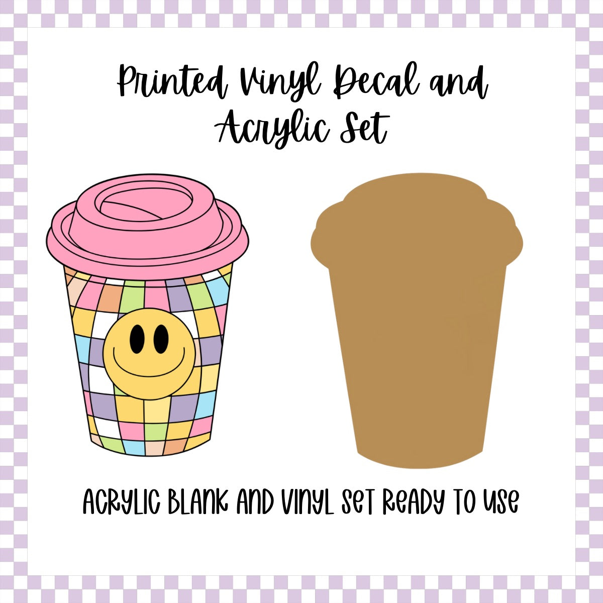 Printed Vinyl and Acrylic Set - Retro Coffee Cup