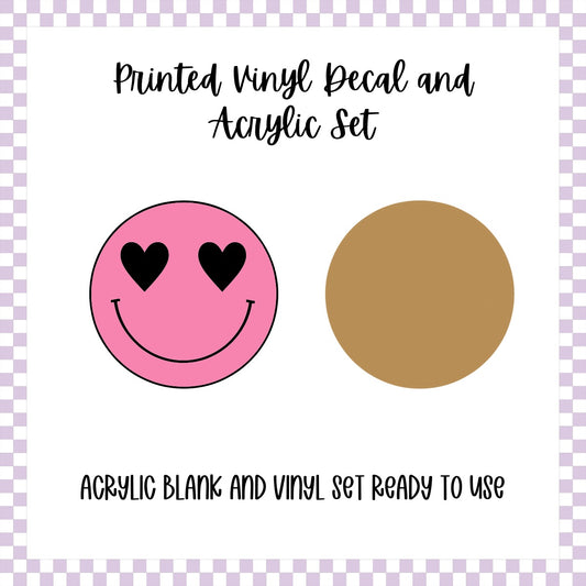 Printed Vinyl and Acrylic Set - Heart Eyes Smiley