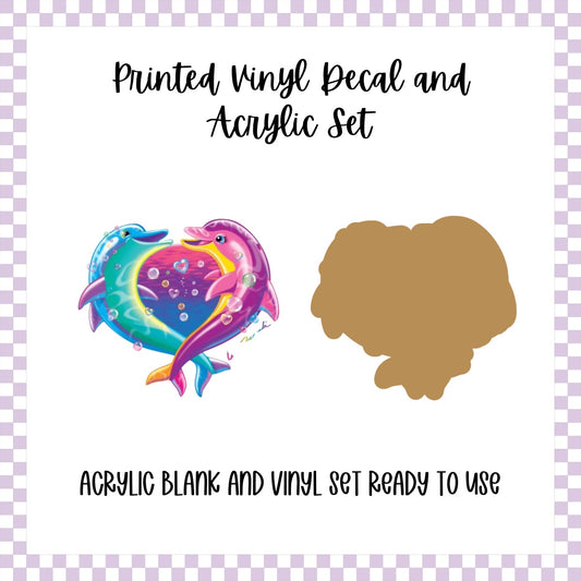 Printed Vinyl and Acrylic Set - LF Inspired- Pink & Blue Dolphins