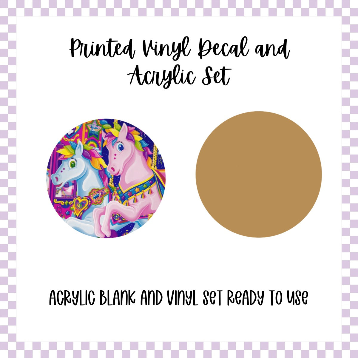 Printed Vinyl and Acrylic Set - LF Inspired- Pink & Blue Horses