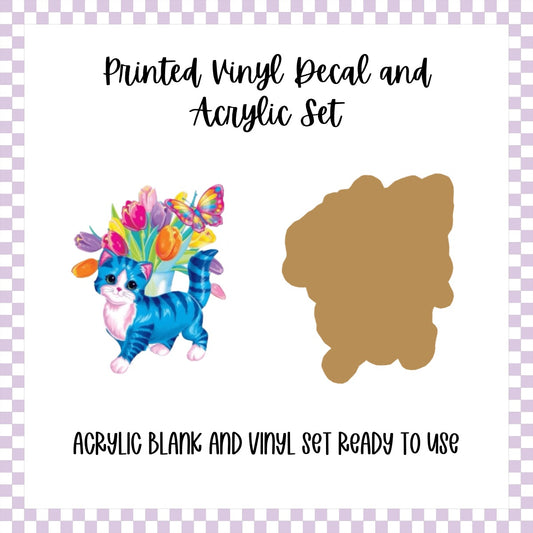 Printed Vinyl and Acrylic Set - LF Inspired- Blue Cat