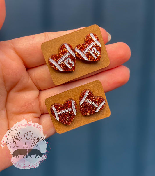 Acrylic Football Heart Earrings