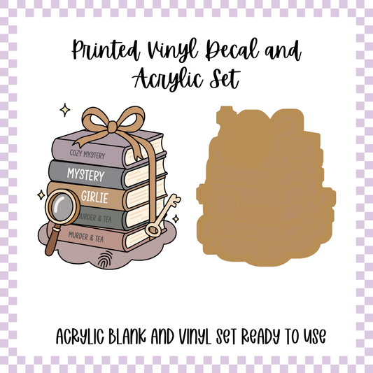Printed Vinyl and Acrylic Set - Mystery Girlie Book Stack