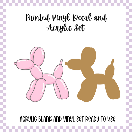 Printed Vinyl and Acrylic Set - Pastel Balloon Dog