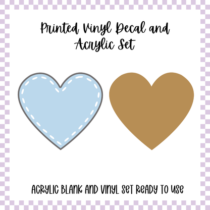 Printed Vinyl and Acrylic Set - Pastel Patch Heart