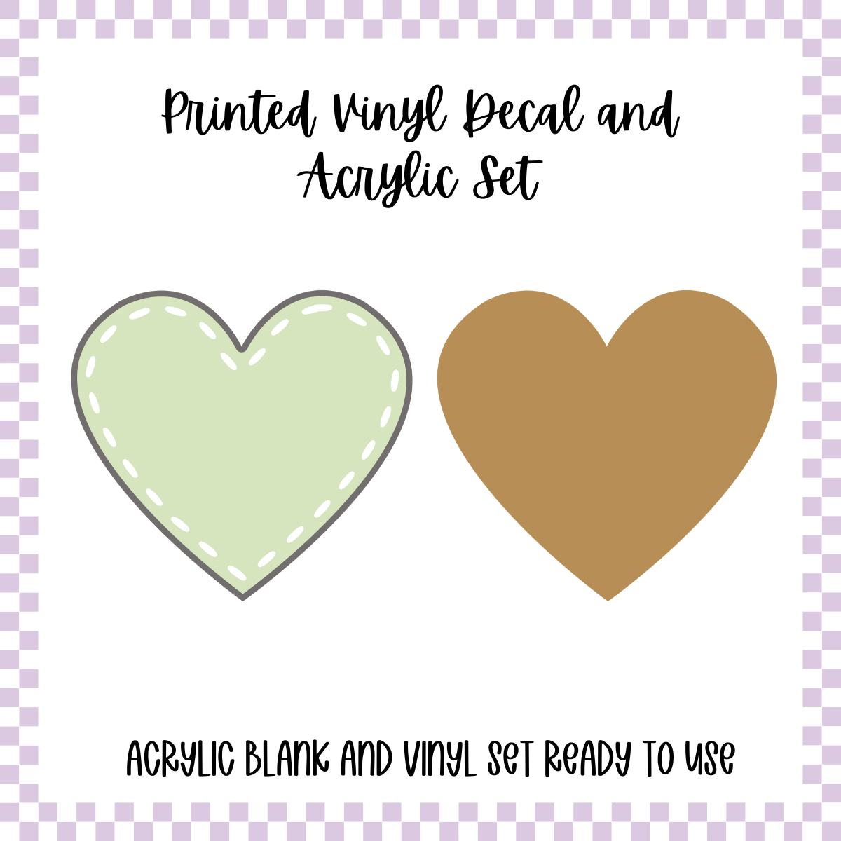 Printed Vinyl and Acrylic Set - Pastel Patch Heart