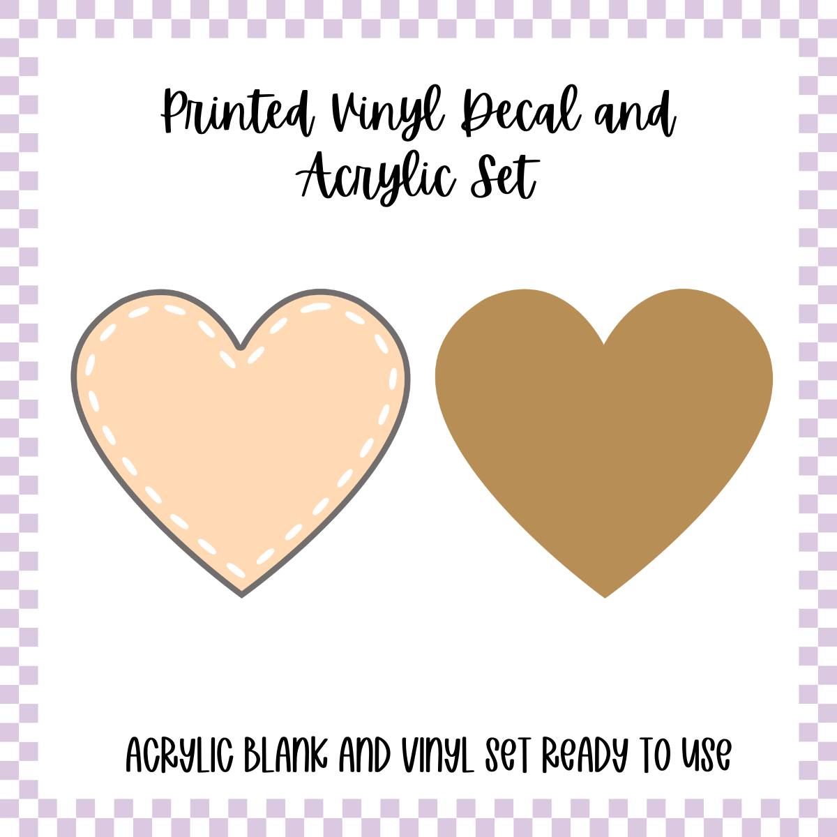 Printed Vinyl and Acrylic Set - Pastel Patch Heart
