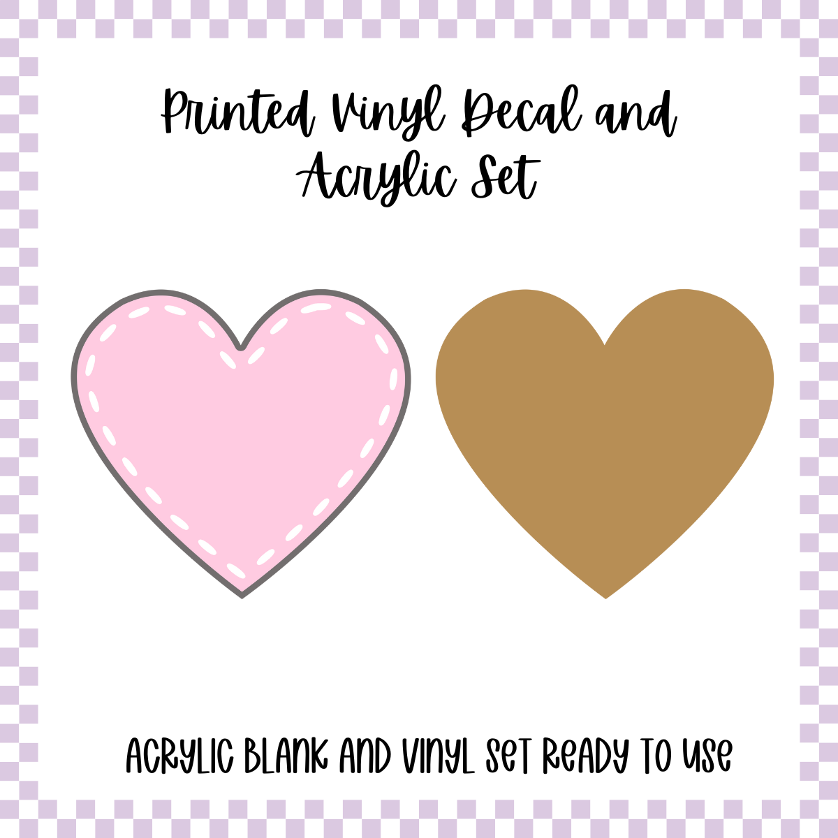 Printed Vinyl and Acrylic Set - Pastel Patch Heart