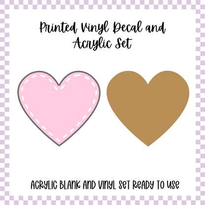 Printed Vinyl and Acrylic Set - Pastel Patch Heart