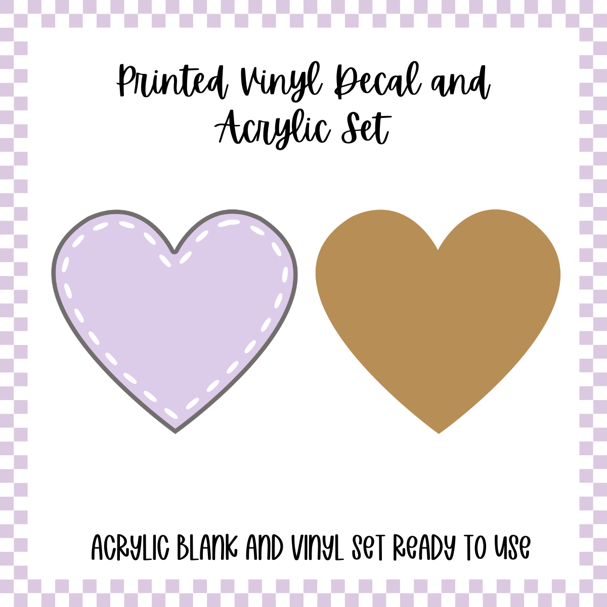 Printed Vinyl and Acrylic Set - Pastel Patch Heart