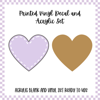 Printed Vinyl and Acrylic Set - Pastel Patch Heart