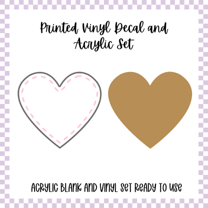 Printed Vinyl and Acrylic Set - Pastel Patch Heart
